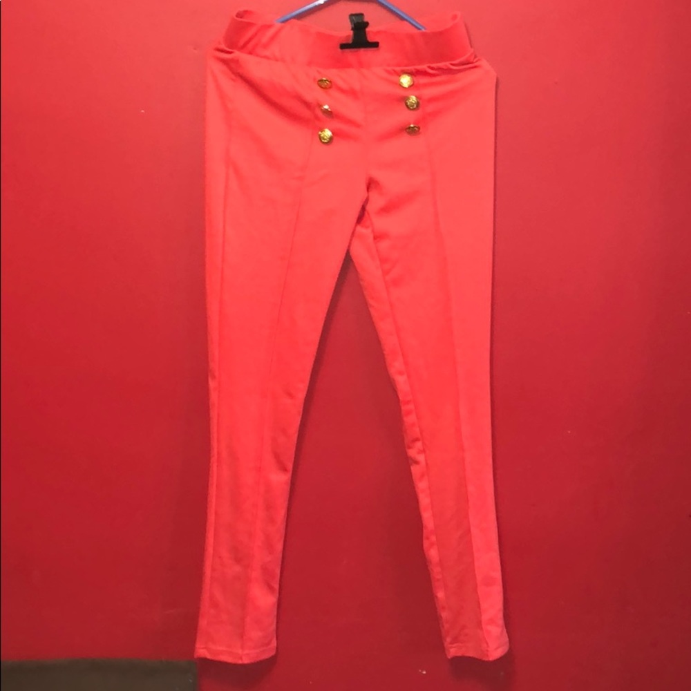 C’EST TOI Women’s Tights Leggings Coral Size Large